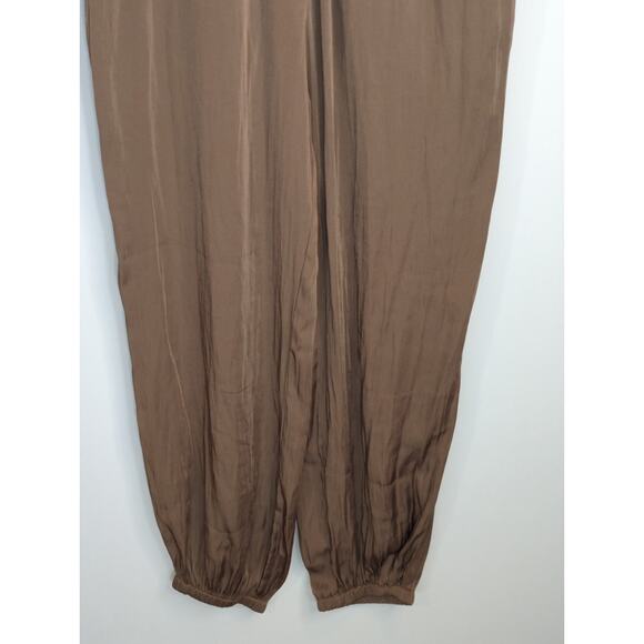 Zara Women's Greenish brown Jogger Pants Large High Waist Minimalist Casual NWOT - Picture 4 of 9